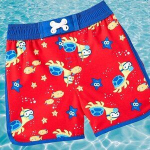 Wonder Nation Scuba Turtles Brilliant Red Swim Short Trunks - 12 Months NEW